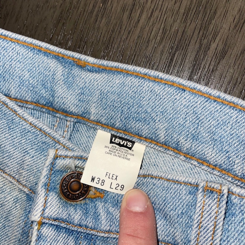 Vintage 90s Levis 540 Flex Jeans 38x29 USA Made Light Wash Relaxed Denim - Picture 4 of 11